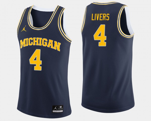 Michigan #4 For Men Isaiah Livers Jersey Navy Player College Basketball